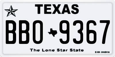 TX license plate BBO9367