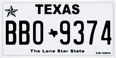 TX license plate BBO9374