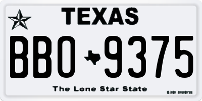 TX license plate BBO9375
