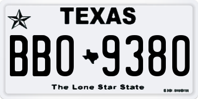 TX license plate BBO9380