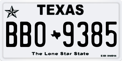 TX license plate BBO9385