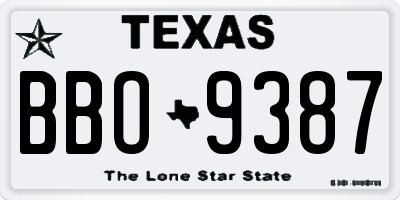 TX license plate BBO9387