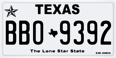 TX license plate BBO9392