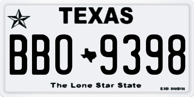 TX license plate BBO9398