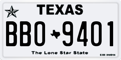 TX license plate BBO9401