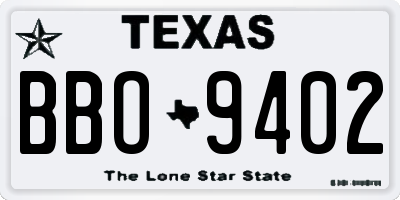 TX license plate BBO9402