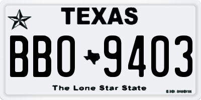 TX license plate BBO9403