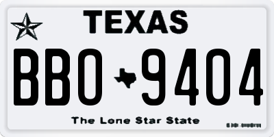 TX license plate BBO9404