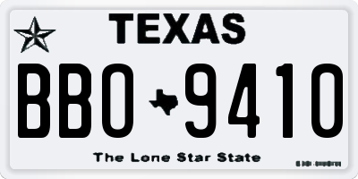 TX license plate BBO9410