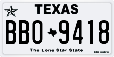 TX license plate BBO9418