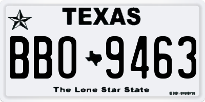 TX license plate BBO9463