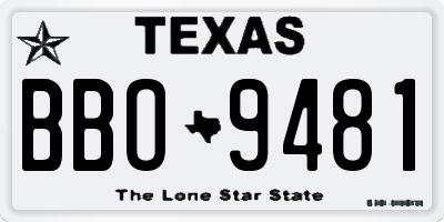 TX license plate BBO9481