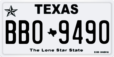 TX license plate BBO9490