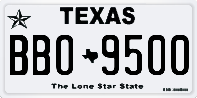 TX license plate BBO9500