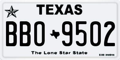 TX license plate BBO9502