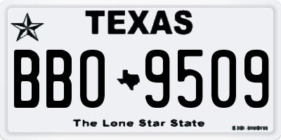 TX license plate BBO9509
