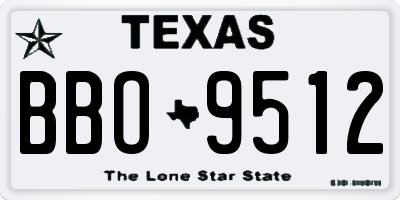 TX license plate BBO9512