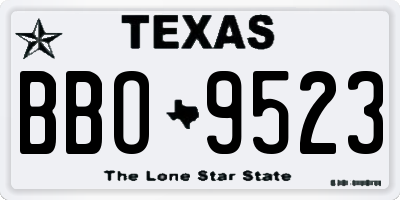 TX license plate BBO9523