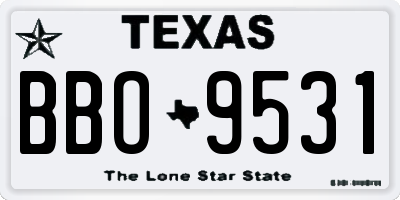 TX license plate BBO9531
