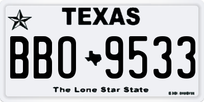 TX license plate BBO9533