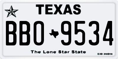 TX license plate BBO9534