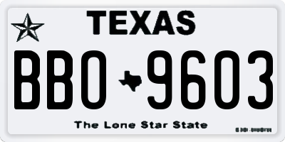 TX license plate BBO9603