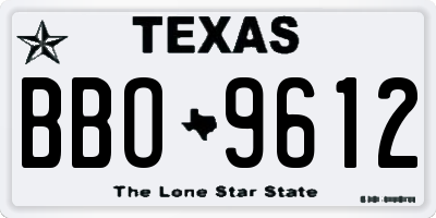 TX license plate BBO9612