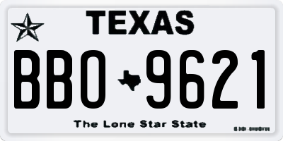 TX license plate BBO9621