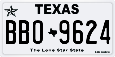 TX license plate BBO9624