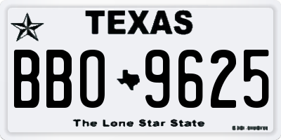 TX license plate BBO9625