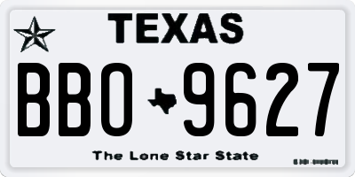 TX license plate BBO9627