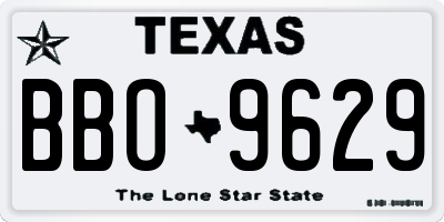 TX license plate BBO9629