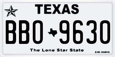 TX license plate BBO9630