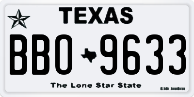TX license plate BBO9633