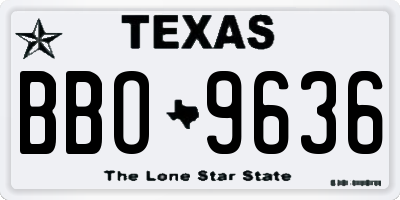 TX license plate BBO9636