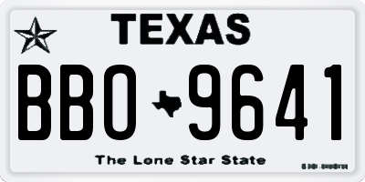 TX license plate BBO9641