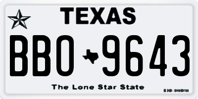 TX license plate BBO9643
