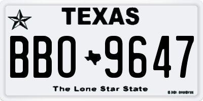 TX license plate BBO9647