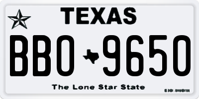 TX license plate BBO9650