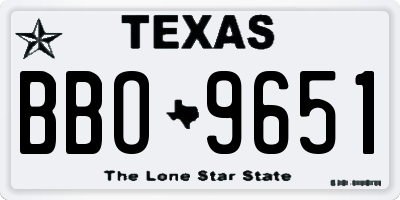 TX license plate BBO9651