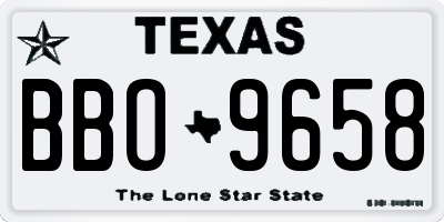 TX license plate BBO9658