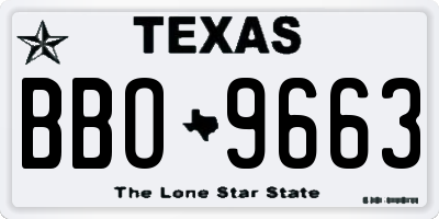 TX license plate BBO9663