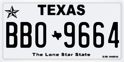 TX license plate BBO9664