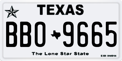TX license plate BBO9665