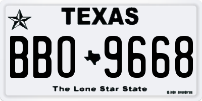 TX license plate BBO9668