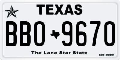 TX license plate BBO9670