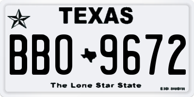 TX license plate BBO9672