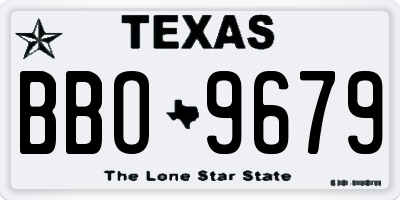 TX license plate BBO9679