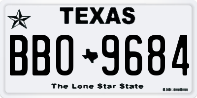 TX license plate BBO9684