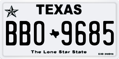 TX license plate BBO9685